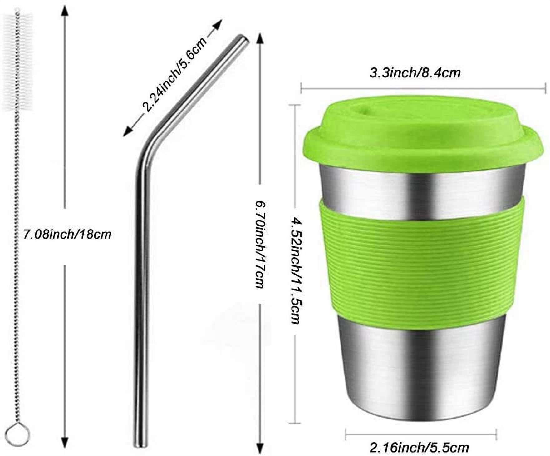 Stainless Steel Kids Cups with Lid Straws350ml Spill Proof