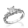thumbnail image 2 of HeartsAndYou 2ct Princess Moissanite Floral Leaf Solitaire with Accent Ring 18k White Gold over Silver, 2 of 7