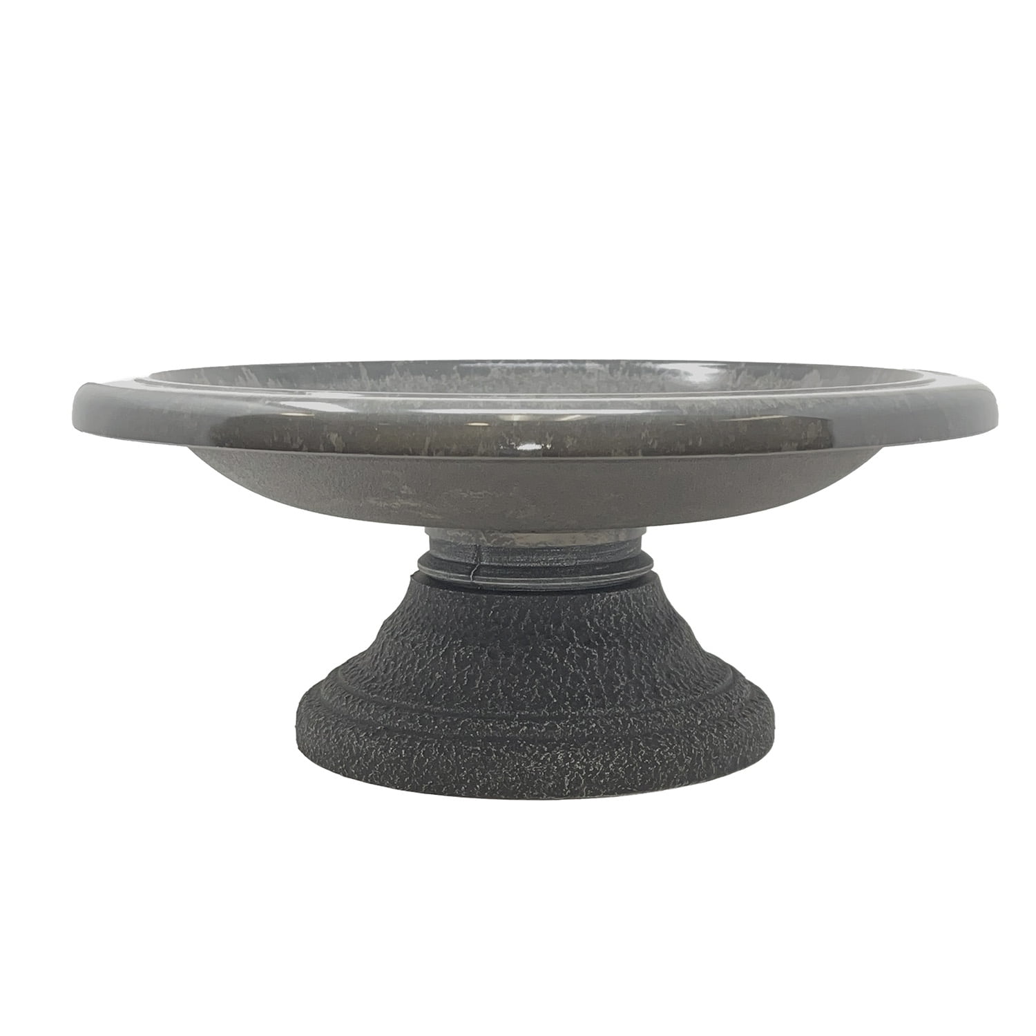 Birds and Beyond Gray Lightweight Freestanding Clay Bird Bath Basin with 7.5"H Small Base Sand