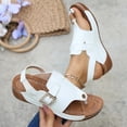 thumbnail image 6 of Yyuenw Women Open Toe Thong Wedge Slides PU Slip On Summer Outdoor Walking Sandals, 6 of 9