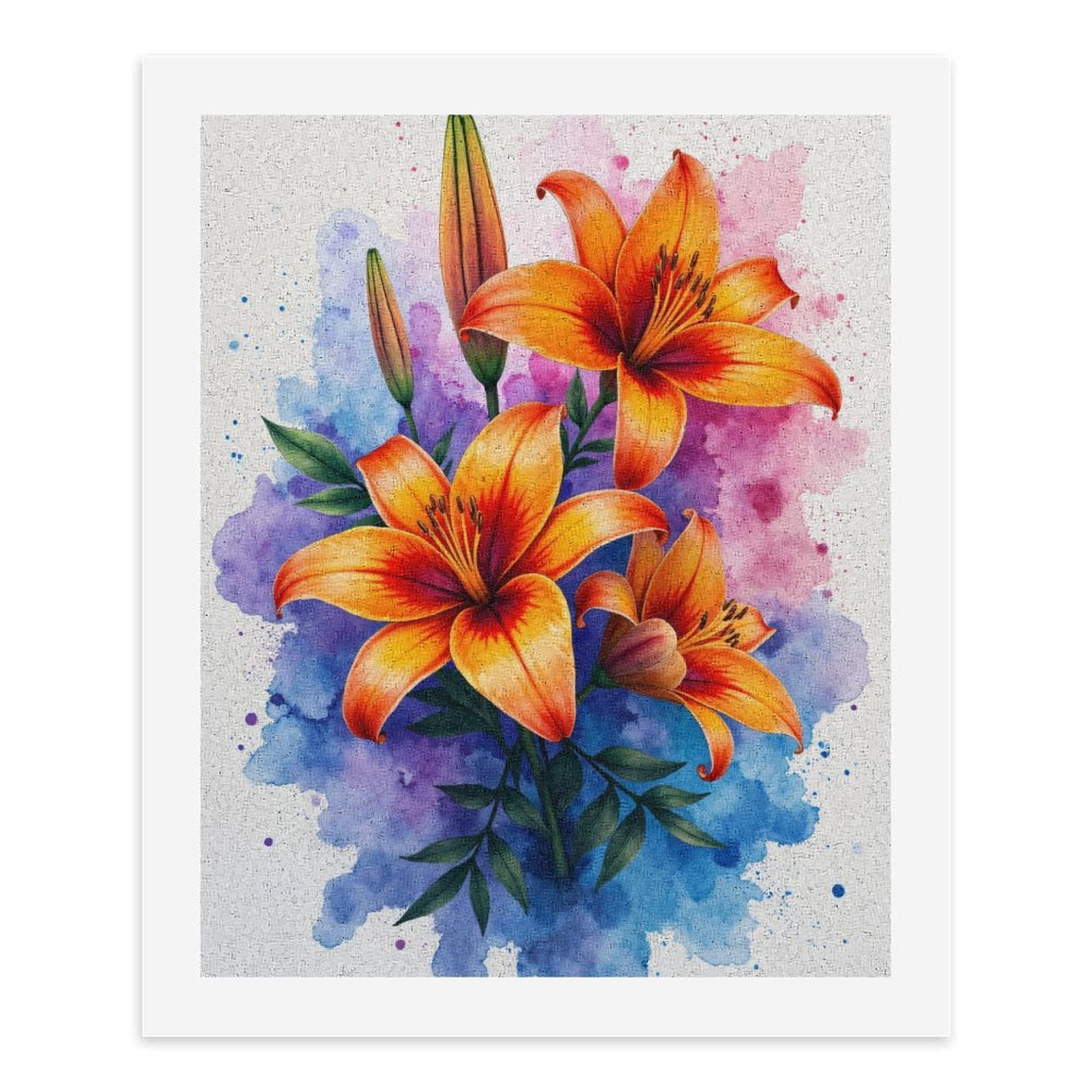 Paint By Numbers Kit for Adults Beginner - Sunset Lilies Watercolor Blooms DIY Canvas Painting Kits for Adults, Frameless Paint By Number for Adults for Home Wall Decor 16x20 Inch