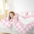 thumbnail image 4 of jejeloiu Bowknot Monogrammed D Twin Comforter Sets,Modern Geometric Plaid Bedding Set For Girls Teens Reversible 2 Pieces, 4 of 8