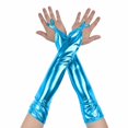 thumbnail image 2 of Women Gloves Glitter Metallic Print Fingerless Long Gloves Party Supplies PU, 2 of 5