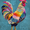 Colorful Patchwork Rooster, variant on Qisvanset Violin Abstract Art Canvas Wall Art 15.75x11.81 INCHES