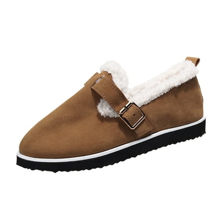 

Ki-8Jcud Womens Heel Platform Boot Ladies Fashion Retro Solid Color Suede Belt Buckle Warm Plush Flat Casual Cotton Shoes Fashion Boots Winter Booth For Women Cute Fall Boots For Teens Snow B
