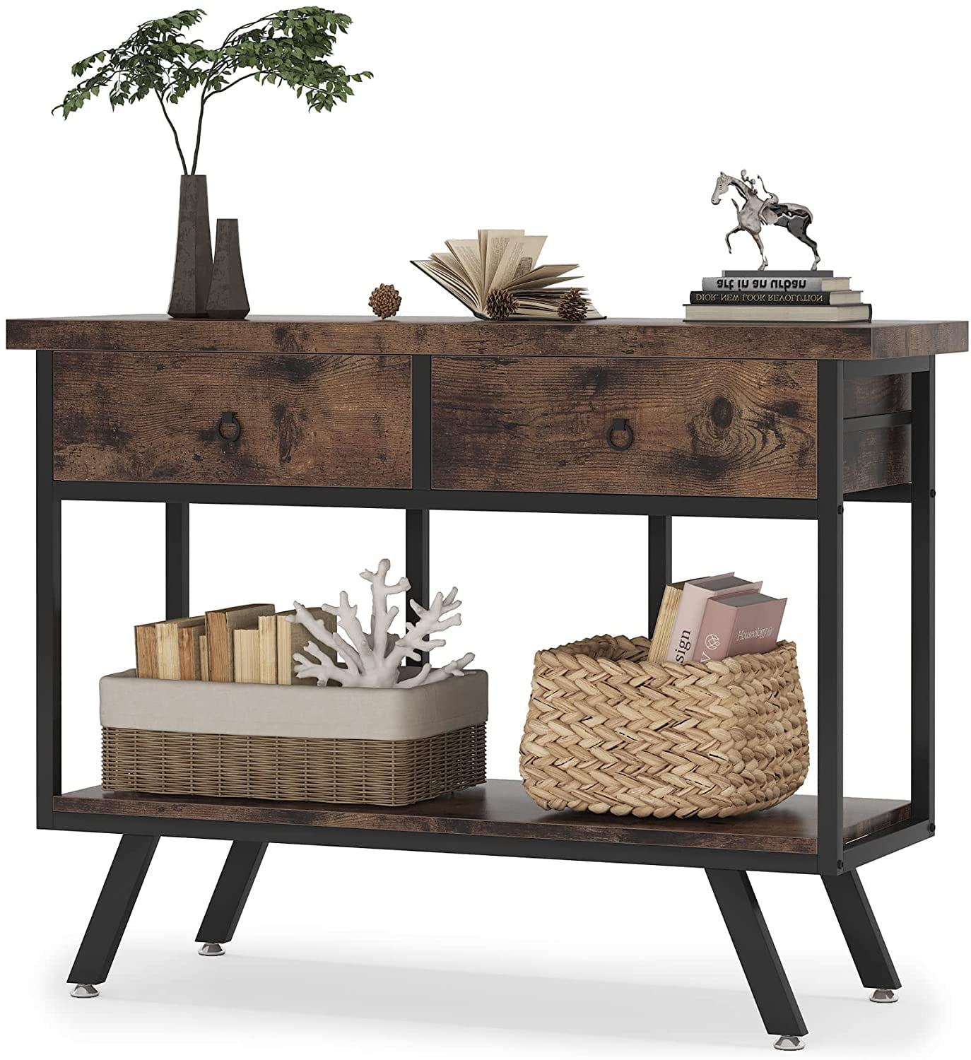 Tribesigns Console Table with 2 Drawers and Storage Shelf Living Room