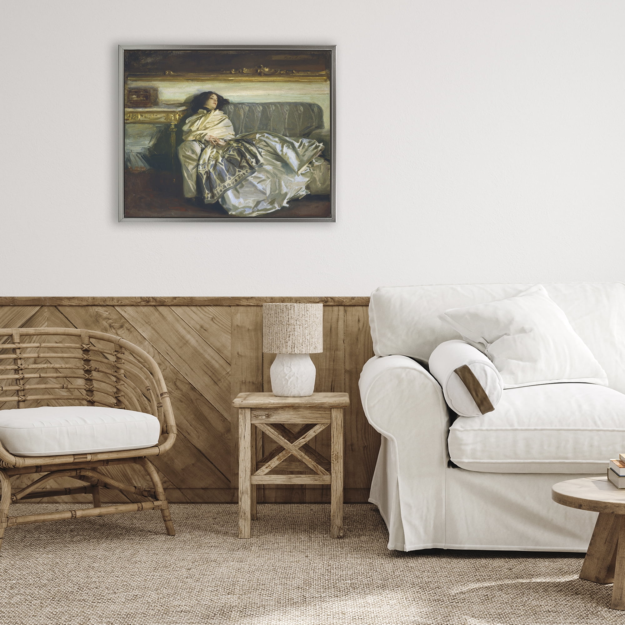 Stupell Industries Restful Woman Classic Gray Framed Floater Canvas Wall Art, design by Lil' Rue