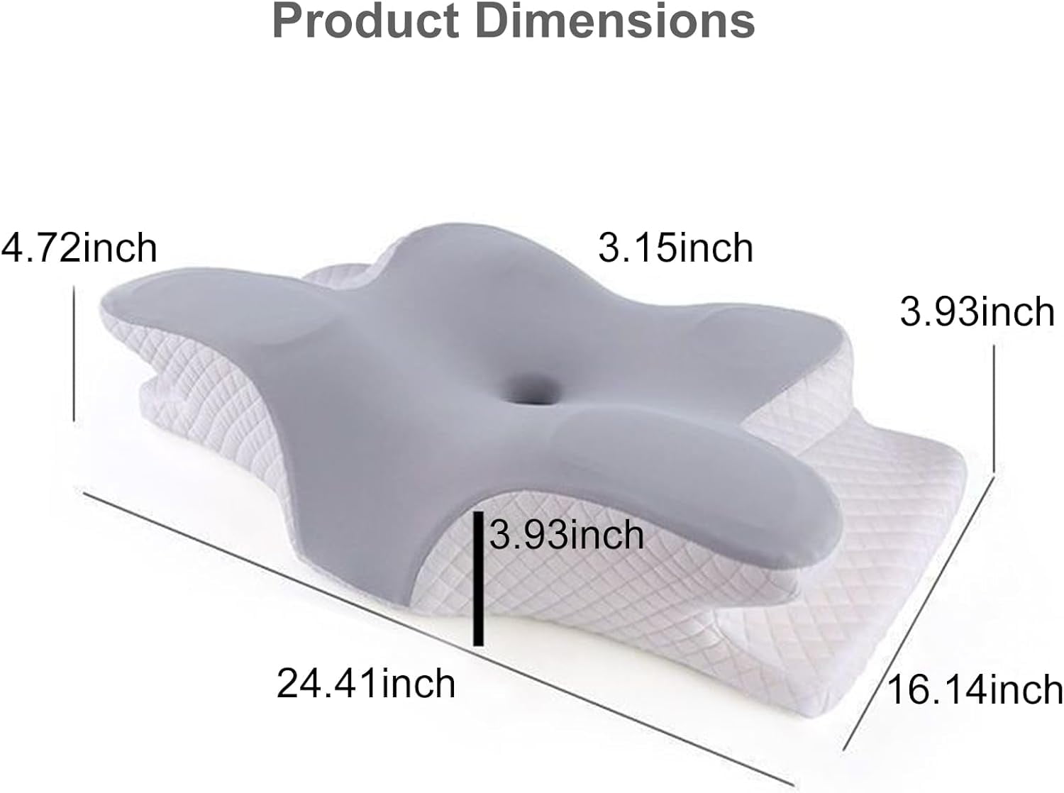 Cervical Pillow for Neck Pain Relief - Ergonomic Contour Memory Foam Pillow for Side, Back & Stomach Sleepers, Cooling & Slow Rebound Support, Light Gray