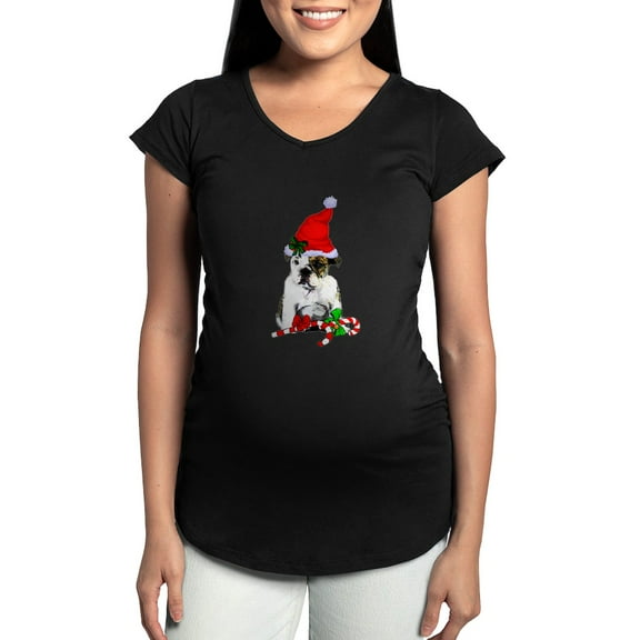 CafePress - English Bulldog Christmas Maternity T Shirt - Maternity Dark T-Shirt