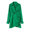 thumbnail image 1 of TRAF Women Fashion With Gathered Satin Mini Dress Vintage V Neck Long Sleeve Female Dresses Vestidos MujerL&China Gao Jinjia LED, 1 of 2
