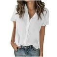thumbnail image 2 of pstuiky Women Tops Cotton and Linen Solid Color V-Neck Women Linen Tops Leisure Loose Fit Sleeveless Tie Front Shirts White XL, 2 of 7