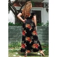 thumbnail image 5 of SHOWMALL Women's Plus Size Floral Maxi Dress with Pockets, Elegant Floral Black 4X Short Sleeve Boho Summer Casual Dress, 5 of 5