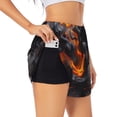thumbnail image 3 of Lsque Molten Lava Abstract Flow Printed Women's Running Shorts with Liner Pockets,Elastic Quick Dry Workout Athletic Gym Yoga Shorts,Womens High Waist Shorts-, 3 of 9