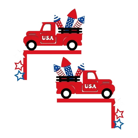 TOPRenddon 2PC Wooden Independence Day Truck Door Decorations – Patriotic Car Accessories for 4th of July, Memorial Day, Vehicle or Home Display