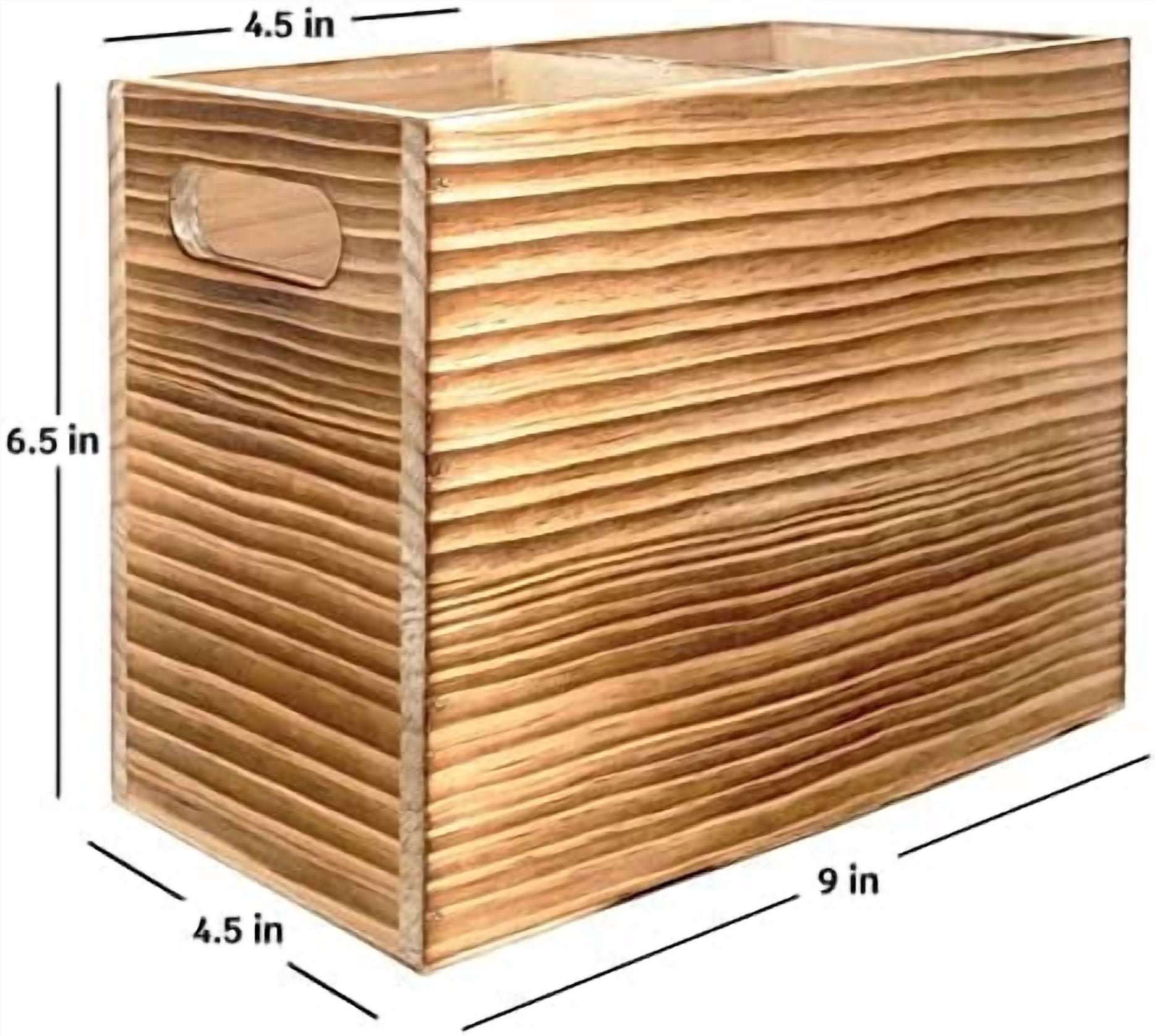 Wood Utensil Holder for Kitchen Counter - 2 Compartment Large Utensil Crock Organizer for Countertop - Tool Holder for Spatula - Farmhouse Decor