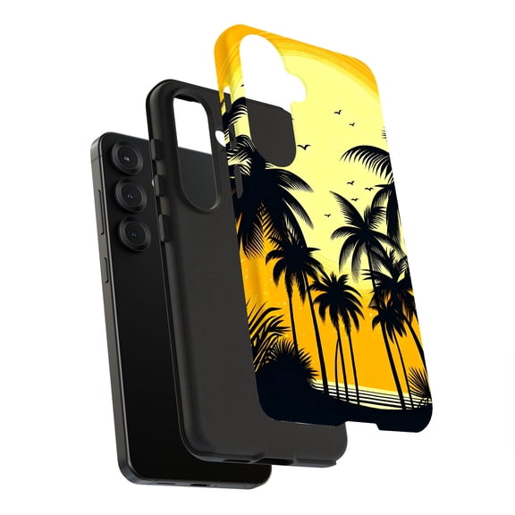 For Samsung Galaxy S20 Plus, Dual-Layer, Palm Tree Beach Print, USA