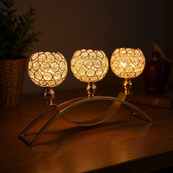 YZEGDCH Valentines Gold Candle Holders for Table Centerpiece, 3 Arms Metal Candelabra Candlestick Holders for Home Decor, Wedding, Dinning, Party, Anniversary, Valentines Birthday Party Decorations