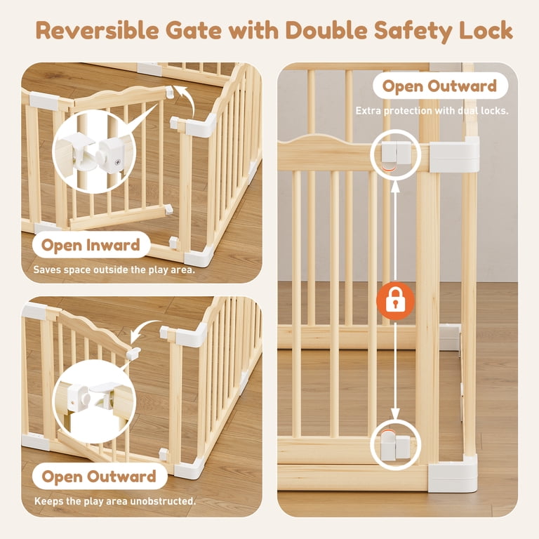 Babyeap Foldable Wooden Baby Playpen, 47x47 Inch photo 7