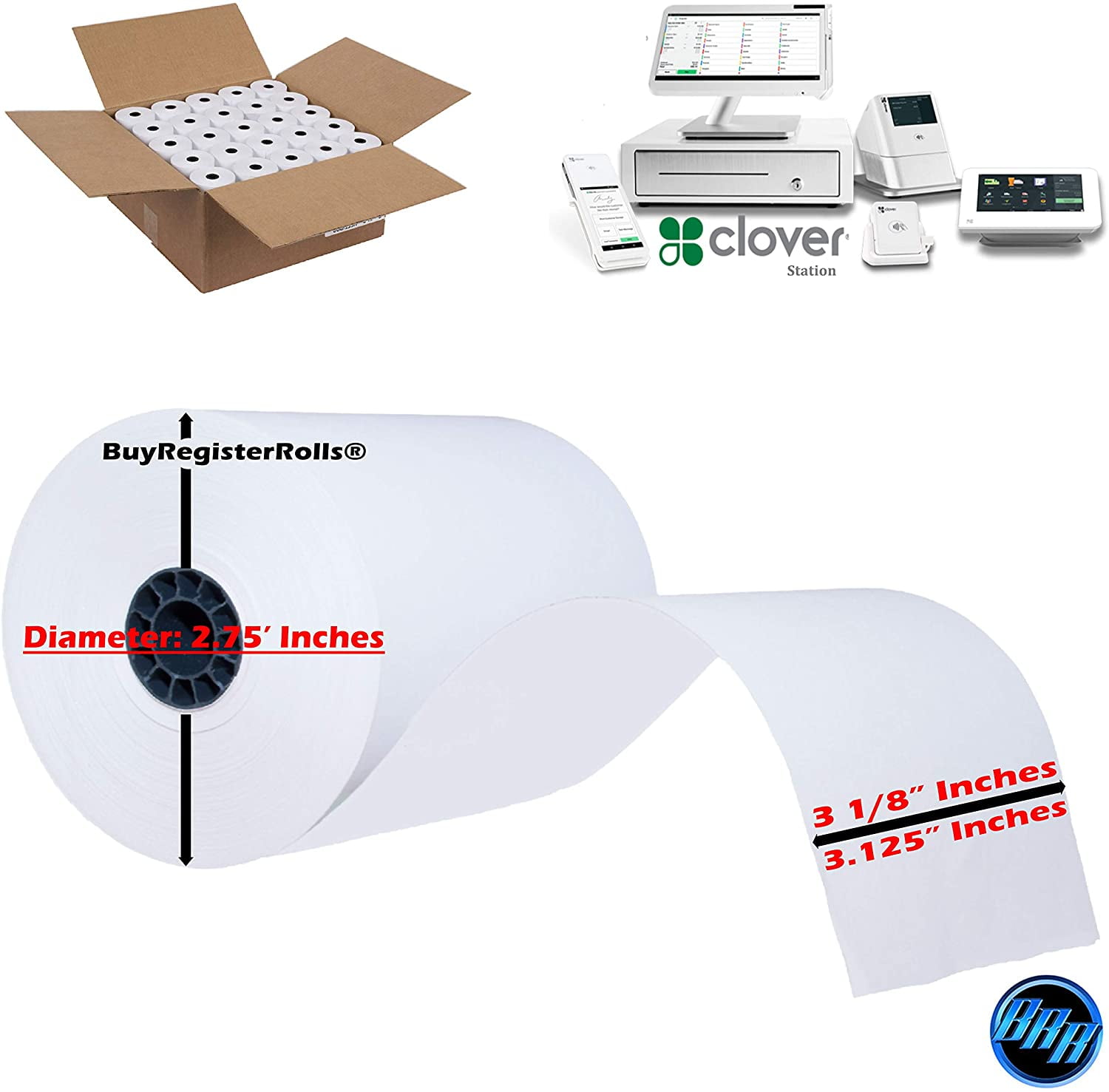 PM Company PMC05214 POS//Cash Register 3 1//8 Inch x 230 Feet Rolls 4 X Pack of 50