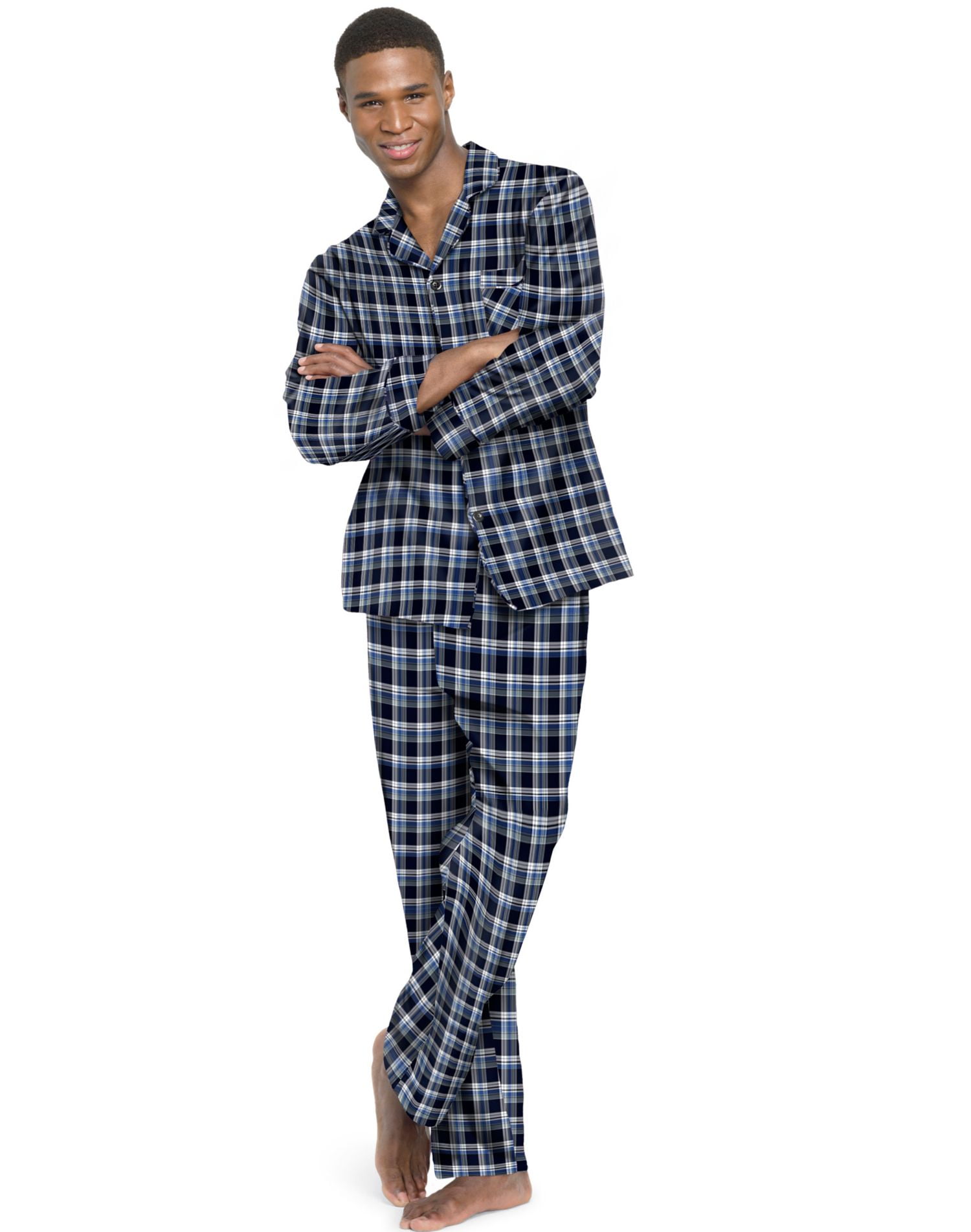 Hanes - Hanes Mens Flannel Pajamas, XL, Black Plaid - Walmart.com - Walmart.com