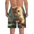 thumbnail image 3 of KLL Cute Kitten Water Lilies Men's Casual Summer Beach Shorts Hawaiian Shorts with Pockets-3X-Large, 3 of 5