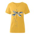 thumbnail image 4 of DHFJKG Graphic Tees For Women Dragonfly Print Loose Fit V Neck Summer Short Sleeve T Shirt Casual Daily Wear, 4 of 5