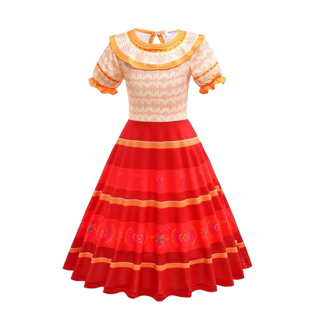 Disney Elsa Anna Princess Dress Girl Kid Birthday Party Carnival Clothes Cosplay Frozen Encanto Rapunzel Jasmine Mermaid Costume6T (130) Gao Jinjia LED