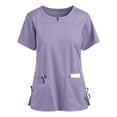 thumbnail image 2 of Mittory V-Neck Women's Scrub Top with Dolman Sleeves & High-Low Shirttail Hem for Comfort, 2 of 4
