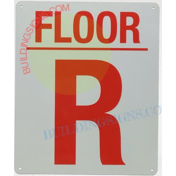R FLOOR SIGN (10x12,White,Aluminum) -ref21022