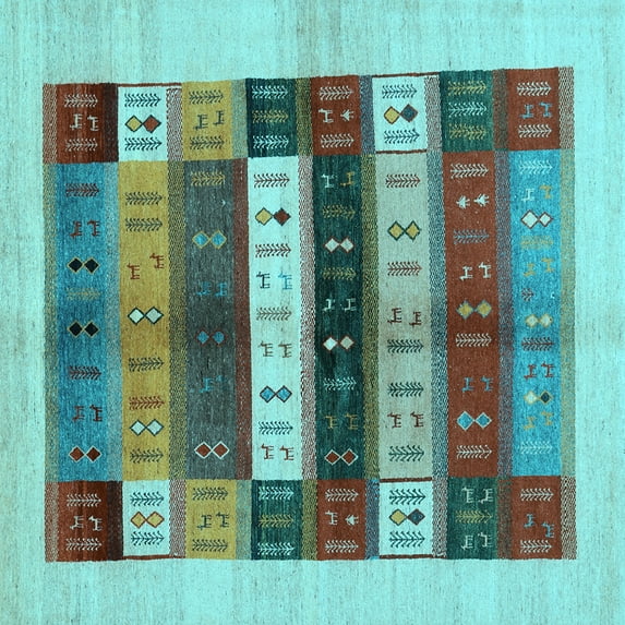 Ahgly Company Indoor Square Abstract Light Blue Contemporary Area Rugs, 5' Square