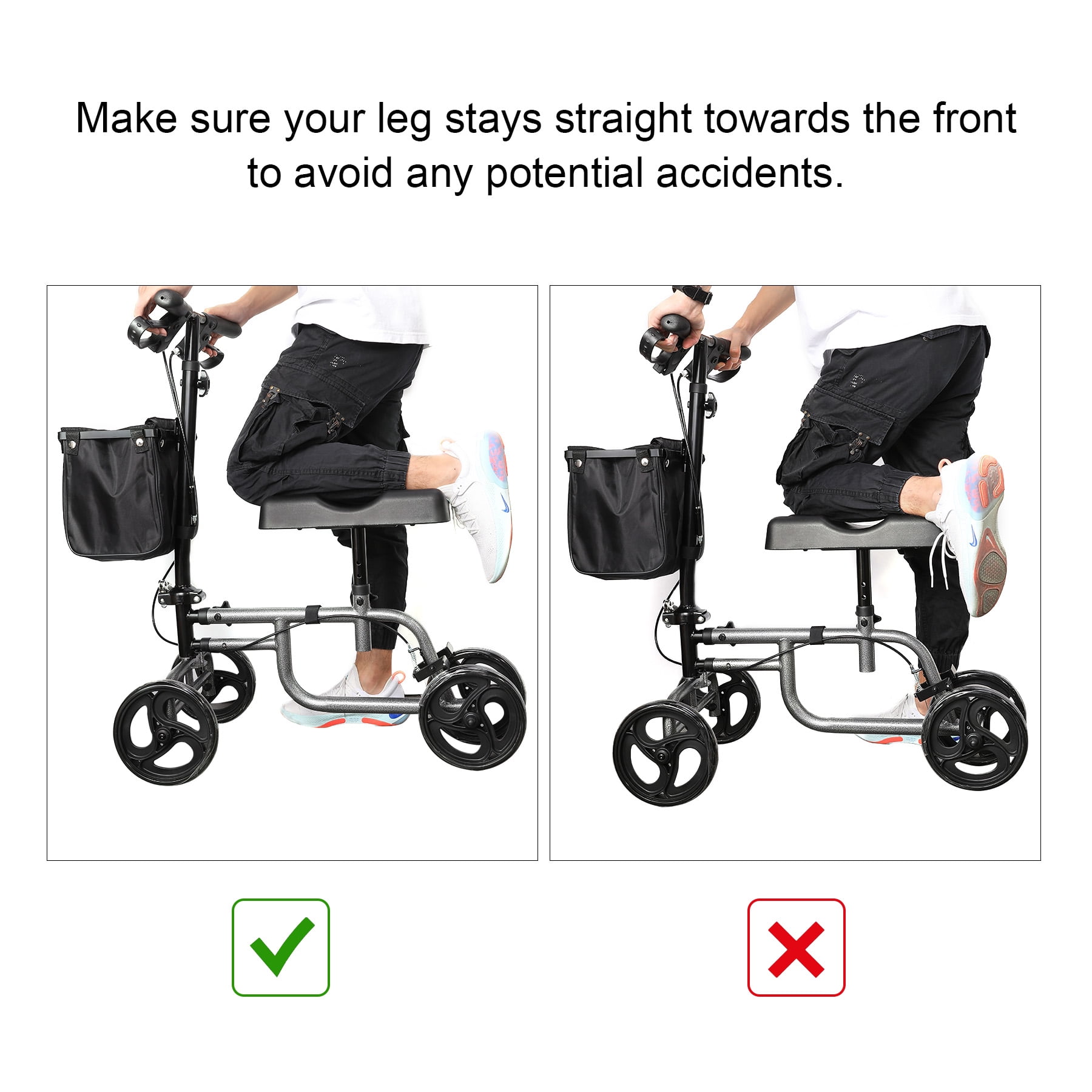 Steerable Knee Walker Knee Scooter Knee Cycle Leg Walker w/Storage Basket, 300 LB. Load Capacity