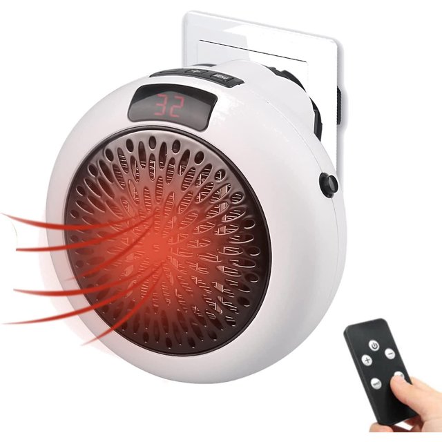 Mini calentador de aire eléctrico enchufable blanco de 900 W, termostato y temporizador ajustables y pantalla LED, mini calentador de ventilador de cerámica, calentador de ventilador rápido, calentado