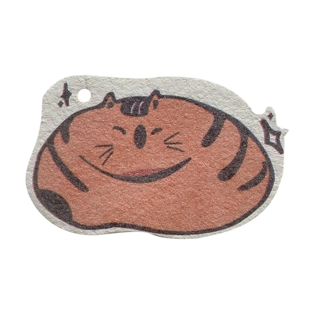 Esponja para fregar de alta resistencia, cepillo de limpieza de uso general, pulpa de madera y algodón Gato naranja