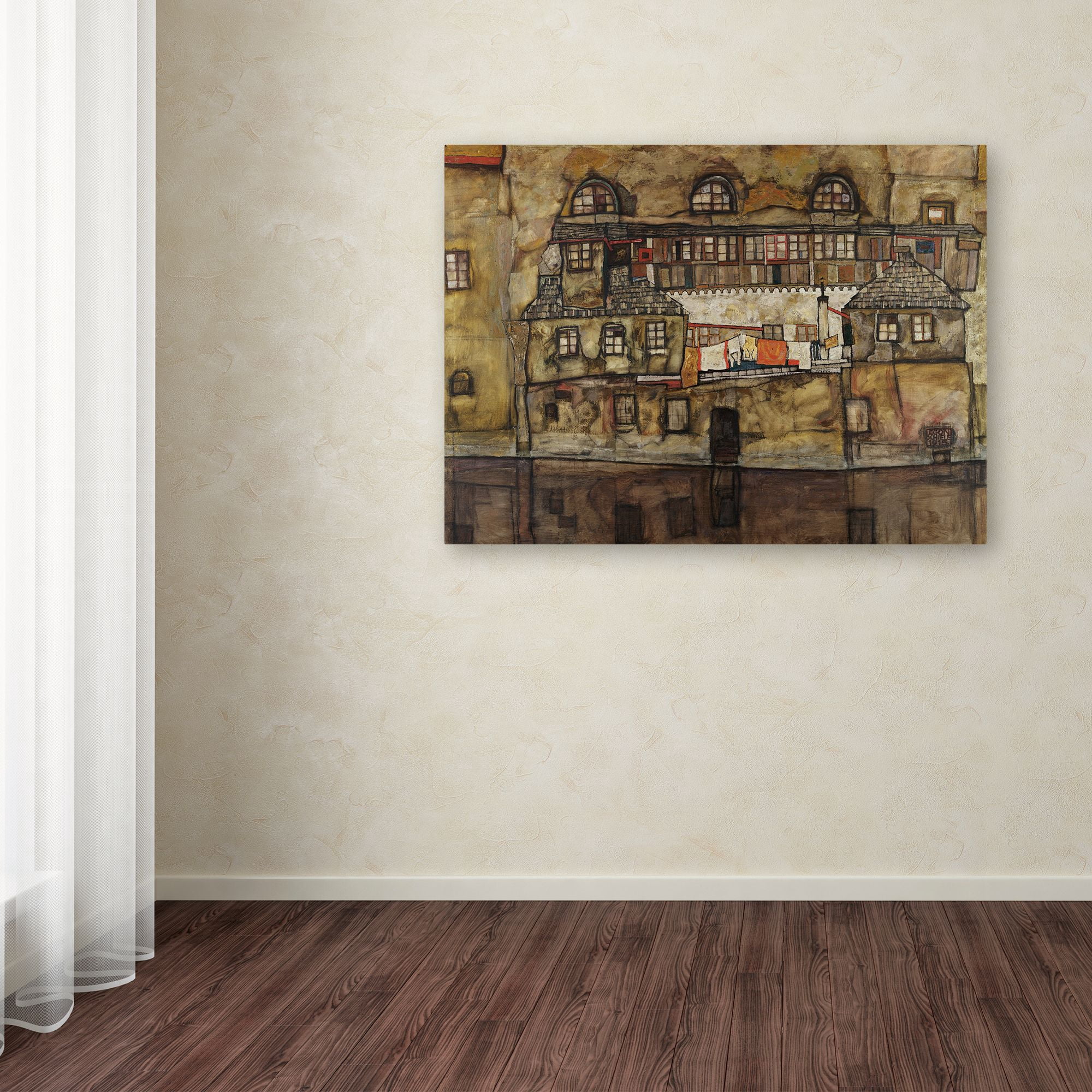 Trademark Fine Art 'House Wall On The River' Canvas Art by Egon Schiele