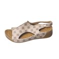 thumbnail image 2 of THDHVS Wedge Sandals for Women,Womens Wedge Sandals,Women's Fashion Printed Spring and Summer Casual Thick-soled Wedge-heeled Beach Sandals Khaki 9, 2 of 6