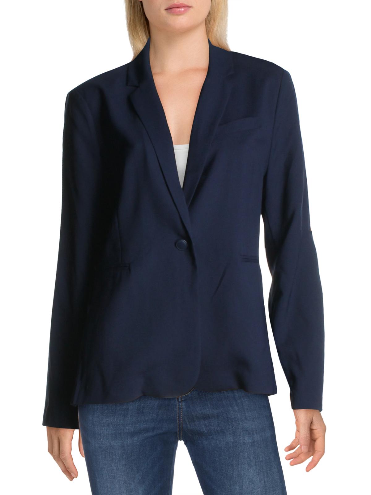 AQUA - Aqua Womens Suit Separate Office One-Button Blazer Navy M ...