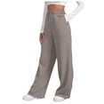 thumbnail image 3 of Hauaitttt Women ’s Lined Sweatpants Wide Straight Leg Pants Bottom Sweatpants Joggers Pants Workout High Waisted Yoga Pants with Pockets Tan Sweatpants Women Sweatpants Women Casual Pants for Women, 3 of 8