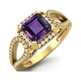thumbnail image 2 of 2.5 Ctw Square Shape Amethyst 925 Sterling Silver Gold Vermeil Split Shank Mother's Day Gift Ring, 2 of 4