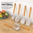 thumbnail image 2 of Large Silicone Cooking Utensils Set - Heat Resistant Silicone Utensils for Cooking w Long Wooden Handles, Kitchen Utensil Spatula Set, Kitchen Gadgets for Non-Stick Cookware, BPA Free(Khaki), 2 of 8