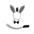 thumbnail image 2 of Conjunto de accesorios para disfraz de burro: diadema con orejas de burro y cola para Halloween y carnavales. 3 piezas, 2 of 9