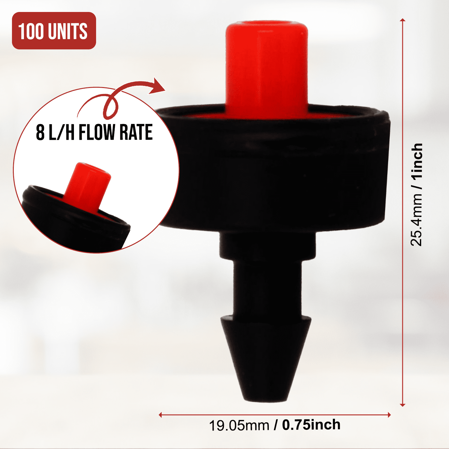 Pack of 25 8.0 LPH DripRack Pressure Compensating (PC)for Drip Irrigation Systems