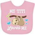 thumbnail image 3 of Inktastic My Titi Loves Me with Sloth and Hearts Boys or Girls Baby Bib, 3 of 4