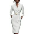 thumbnail image 2 of ClodeEU Women's Sexy Blazer Collar Bodycon Dress,Slim Pencil Skirt Dress ,Work Dresses Business Outfits White,Womens Plus XL, 2 of 6