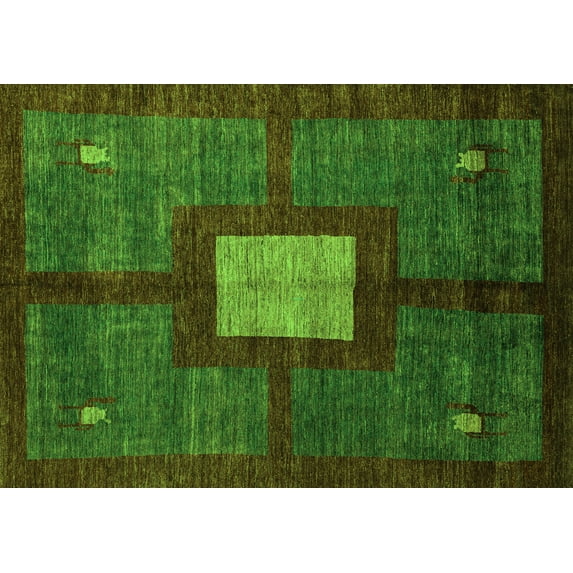 Ahgly Company Indoor Rectangle Abstract Green Modern Area Rugs, 7' x 9'