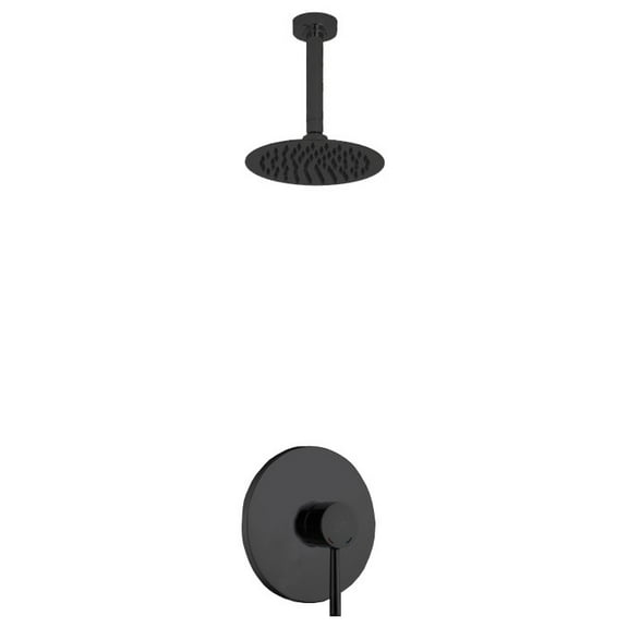 Aqua Rondo Matte Black Shower Set, Ceiling Mount 8" Rain Shower Head