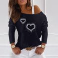 thumbnail image 2 of Camisas informales de manga larga para mujer, jersey con hombros descubiertos, blusa holgada con lentejuelas brillantes, Tops tipo túnica Pompotops  gfhjh15393, 2 of 7
