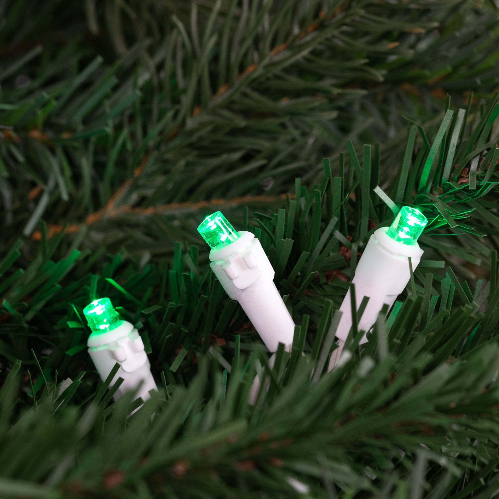 Set of 50 Green LED Wide Angle Christmas Lights