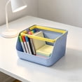 thumbnail image 4 of Cesta de almacenamiento de plástico con asa | Organizador apilable para escritorio, oficina y cocina | Contenedor multiusos para aperitivos, 4 of 6