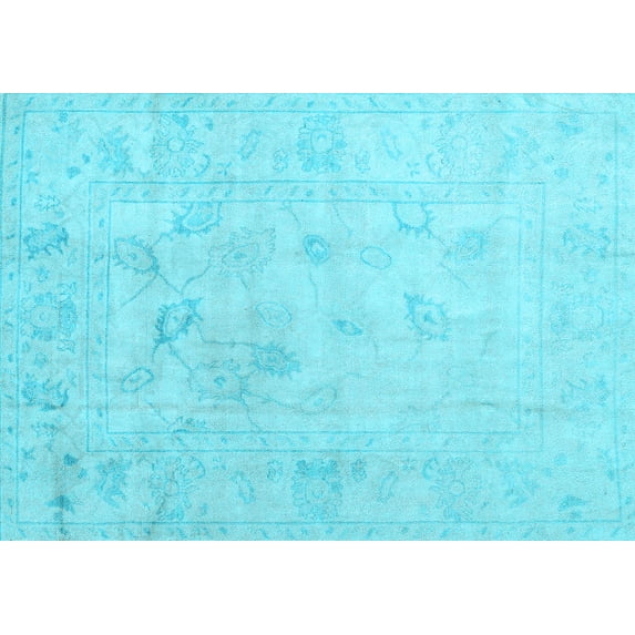 Ahgly Company Indoor Rectangle Oriental Light Blue Traditional Area Rugs, 5' x 7'