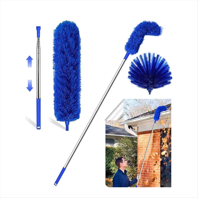 Plumero para Telarañas con Varilla Extensible, Cepillo para Telarañas y Kit de Plumero Lavable para Techo, de 15 A 100 Pulgadas de y Alta Rigidez.